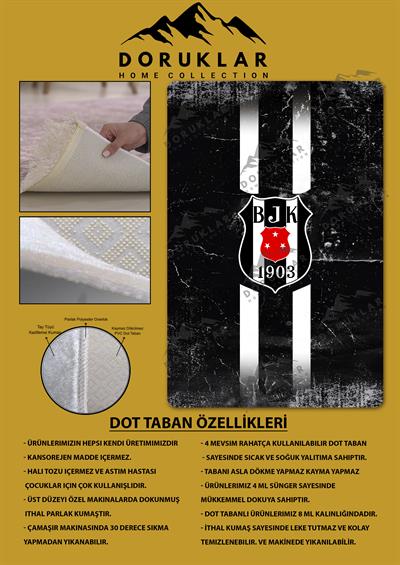 Kaymaz Taban Makinada Yıkanabilir Dijital Baskı Modern Desenli Genç Odası ve Çocuk Odası Halısı Dot Taban Halı
