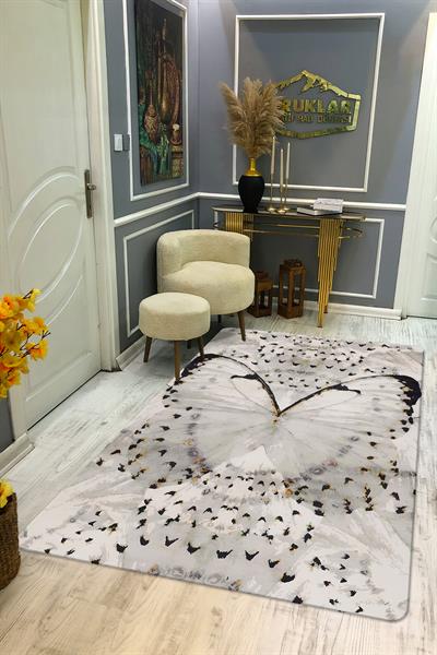 Kaymaz Taban Makinada Yıkanabilir Dijital Baskı Dekoratif Modern Desenli Rona Serisi Dot Taban Halı RN022