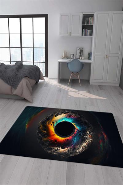 Kaymaz Taban Makinada Yıkanabilir Dijital Baskı Modern Desenli Genç Odası Halısı