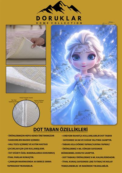 Kaymaz Taban Makinada Yıkanabilir Dijital Baskı Modern Desenli Genç Odası ve Çocuk Odası Halısı Dot Taban Halı