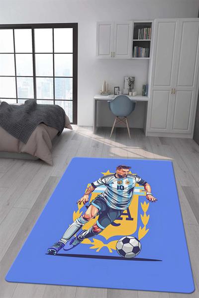 Kaymaz Taban Makinada Yıkanabilir Dijital Baskı Modern Desenli Çocuk Genç Odası Halısı Dot Taban Halı WLD07