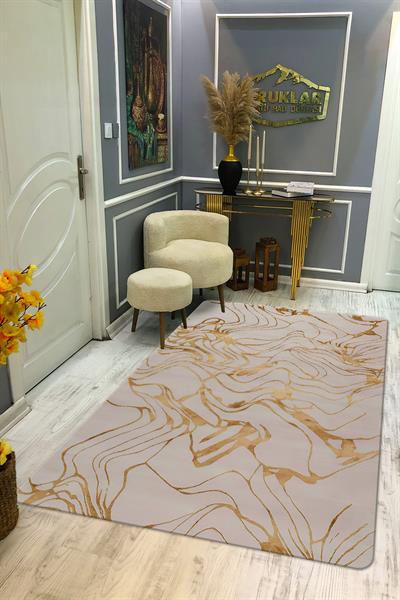 Kaymaz Taban Makinada Yıkanabilir Dijital Baskı Dekoratif Modern Desenli Rona Serisi Dot Taban Halı RN006