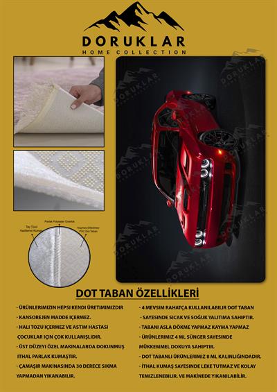 Kaymaz Taban Makinada Yıkanabilir Dijital Baskı Araba Desenli Genç Odası Halısı Dot Taban Halı GNC29