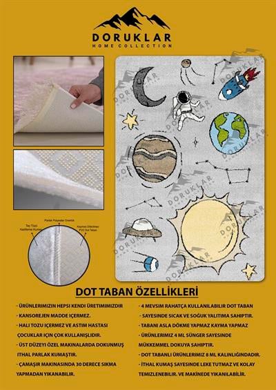 Kaymaz Taban Makinada Yıkanabilir Dijital Baskı Çocuk Odası Halısı Dot Taban Nes Kids Serisi Halı NESKD01