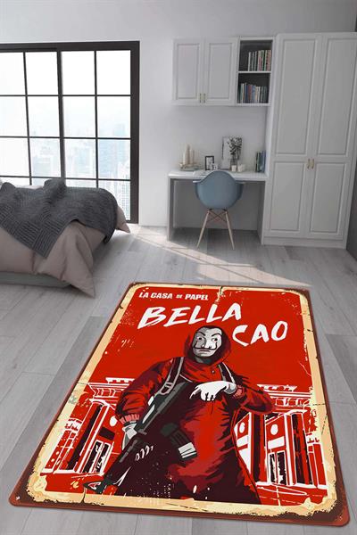 Kaymaz Taban Makinada Yıkanabilir Dijital Baskı Retro Desenli Çocuk Genç Odası Halısı Dot Taban Halı RTR07