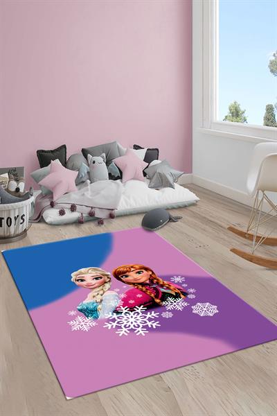 Kaymaz Taban Makinada Yıkanabilir Elsa Desenli Çocuk Halısı