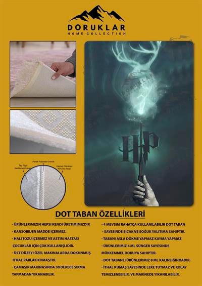 Kaymaz Taban Makinada Yıkanabilir Harry Potter Desenli Çocuk Halısı