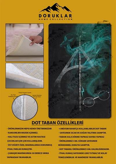 Kaymaz Taban Makinada Yıkanabilir Harry Potter Desenli Çocuk Halısı