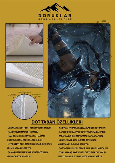 Kaymaz Taban Makinada Yıkanabilir Kitana Desenli Çocuk Halısı