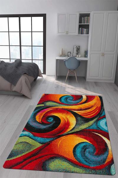 Kaymaz Taban Makinada Yıkanabilir Modern Desenli Çocuk Halısı
