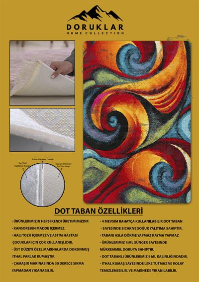 Kaymaz Taban Makinada Yıkanabilir Modern Desenli Çocuk Halısı