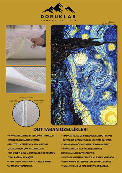 Kaymaz Taban Makinada Yıkanabilir Tablo Desenli Çocuk Halısı