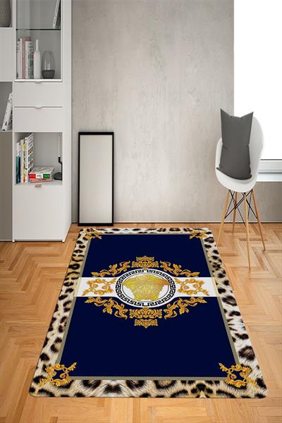 Kaymaz Taban Yıkanabilir Baroque Leopar Medusa Desenli Dot Taban Halı