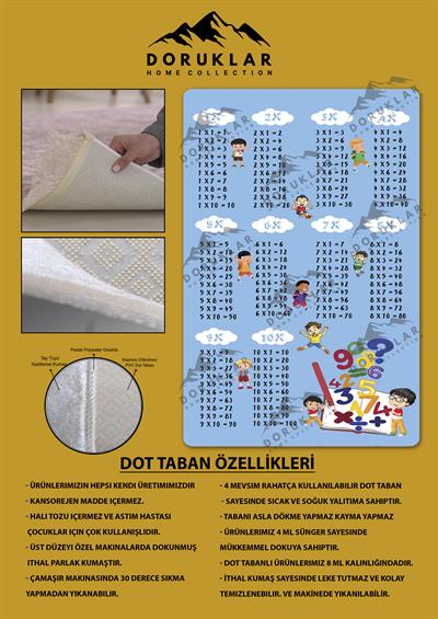 Kaymaz Taban Yıkanabilir Çarpım Tablosu Desenli Çocuk Halısı