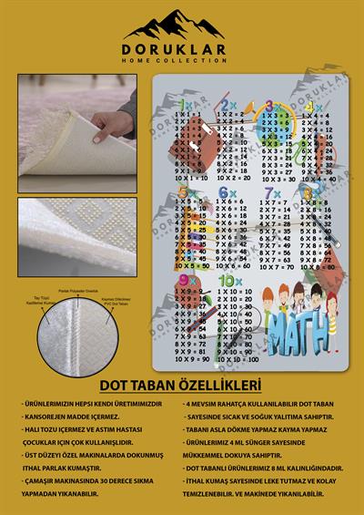Kaymaz Taban Yıkanabilir Çarpım Tablosu Desenli Çocuk Halısı