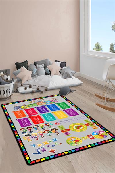Kaymaz Taban Yıkanabilir Çarpım Tablosu Desenli Çocuk Halısı