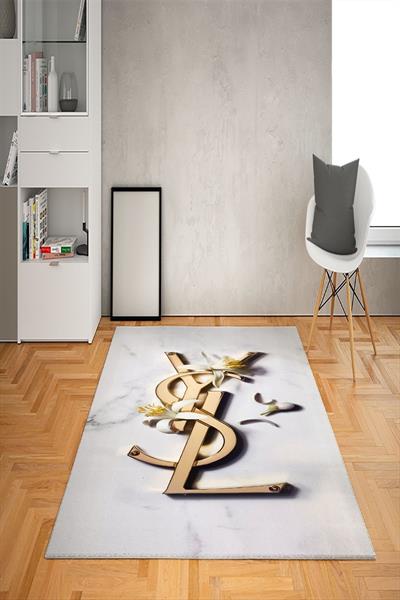 Kaymaz Taban Yıkanabilir Dekoratif YSL Desenli Dot Taban Halı