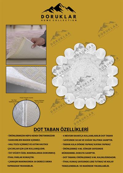 Kaymaz Taban Yıkanabilir Dijital Baskı Lazer Kesim Jüt Görünüm Hasır Desenli Dot Taban Halı