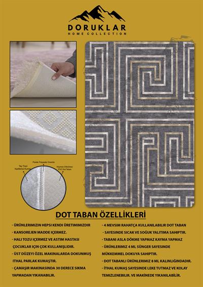 Kaymaz Taban Yıkanabilir Dijital Baskı Dekoratif Modern Desenli NesV2 Serisi Dot Taban Halı N2S05