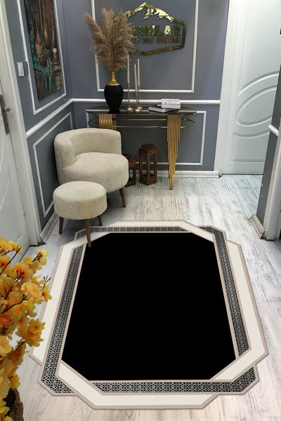 Kaymaz Taban Yıkanabilir Dijital Baskı Dekoratif Modern Desenli Elegance Serisi Lazer Kesim Dot Taban Halı ELG78