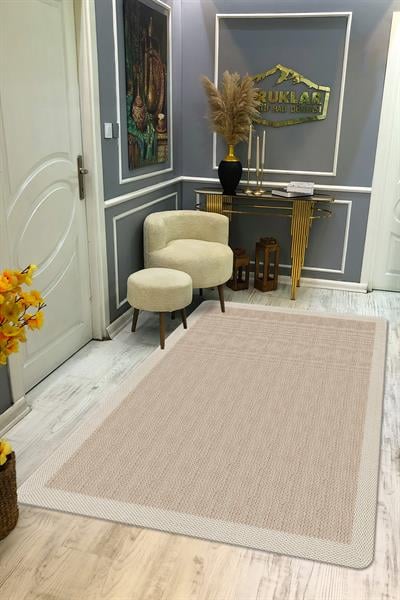 Kaymaz Taban Yıkanabilir Dijital Baskı Dekoratif Modern Desenli Dot Taban Halı Zen Serisi ZEN05