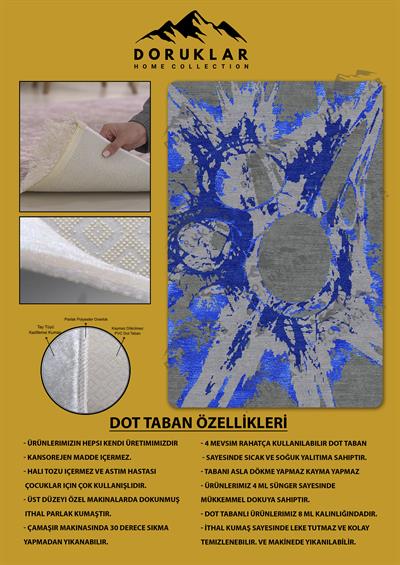 Kaymaz Taban Yıkanabilir Dijital Baskı Dekoratif Modern Desenli NesV2 Serisi Dot Taban Halı N2S02