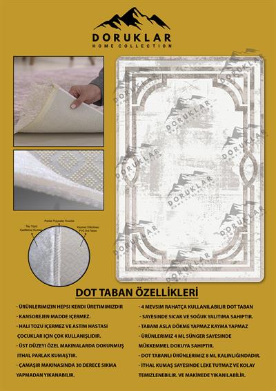 Kaymaz Taban Yıkanabilir Dijital Baskı Dekoratif Modern Desenli Dot Taban Halı Nova Serisi NV80