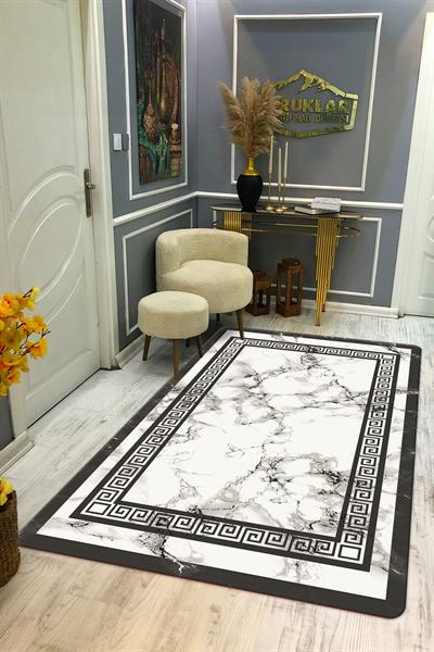 Kaymaz Taban Yıkanabilir Dijital Baskı Dekoratif Modern Desenli Dot Taban Halı Nova Serisi NV114