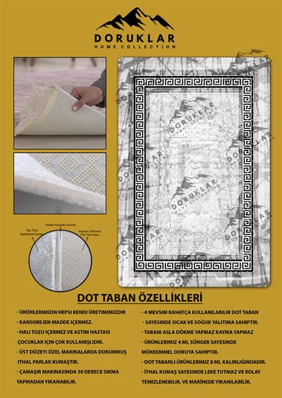 Kaymaz Taban Yıkanabilir Dijital Baskı Çerçeveli Desenli Halı