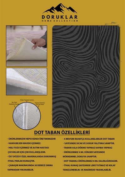 Kaymaz Taban Yıkanabilir Dijital Baskı Dekoratif Modern Desenli Retro Serisi Dot Taban Halı RTR11