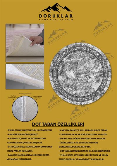 Kaymaz Taban Yıkanabilir Dijital Baskı Dekoratif Modern Desenli Yuvarlak Dot Taban Halı