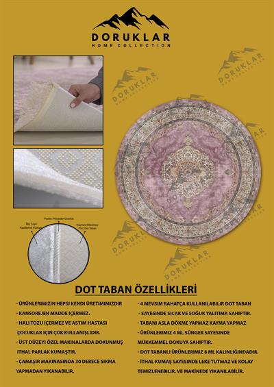 Kaymaz Taban Yıkanabilir Dijital Baskı Dekoratif Modern Desenli Yuvarlak Dot Taban Halı