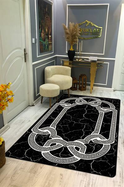 Kaymaz Taban Yıkanabilir Dijital Baskı Dekoratif Modern Desenli Dot Taban Halı Nova Serisi NV64
