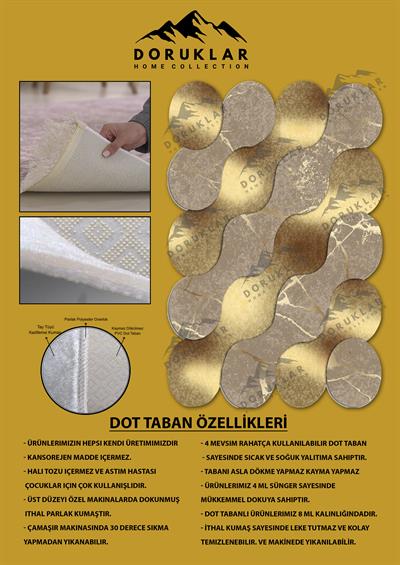 Kaymaz Taban Yıkanabilir Dijital Baskı Dekoratif Modern Desenli Elegance Serisi Lazer Kesim Dot Taban Halı ELG34