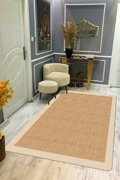 Kaymaz Taban Yıkanabilir Dijital Baskı Dekoratif Modern Desenli Dot Taban Halı Zen Serisi ZEN06