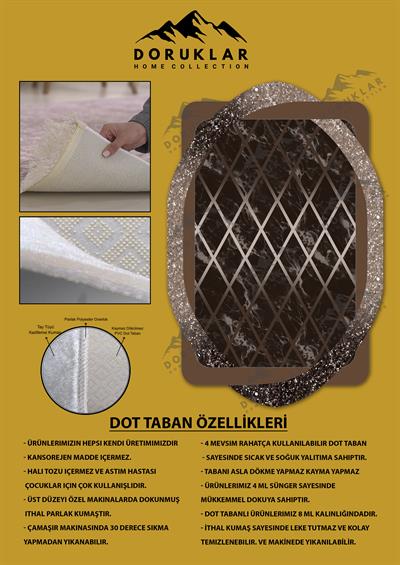 Kaymaz Taban Yıkanabilir Dijital Baskı Dekoratif Modern Desenli Elegance Serisi Lazer Kesim Dot Taban Halı ELG10