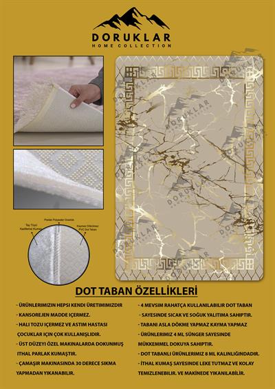 Kaymaz Taban Yıkanabilir Dijital Baskı Dekoratif Modern Desenli Dot Taban Halı Nova Serisi NV30