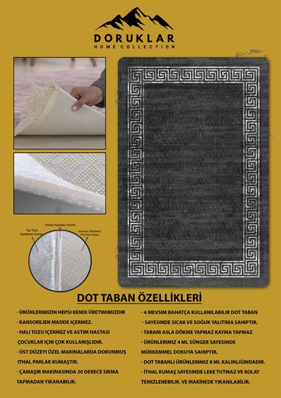 Kaymaz Taban Yıkanabilir Dijital Baskı Dekoratif Modern Desenli Dot Taban Halı Nova Serisi NV110