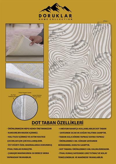 Kaymaz Taban Yıkanabilir Dijital Baskı Dekoratif Modern Desenli Retro Serisi Dot Taban Halı RTR10
