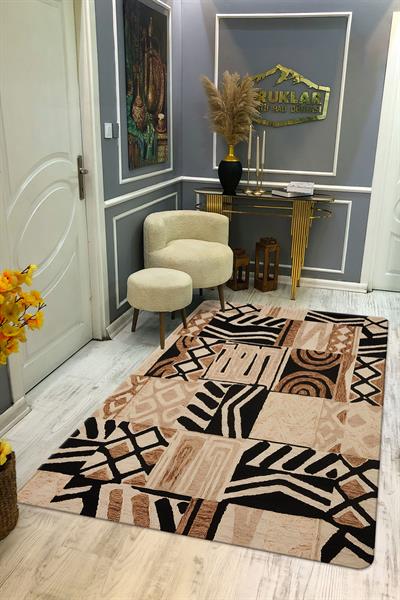 Kaymaz Taban Yıkanabilir Dijital Baskı Dekoratif Modern Desenli Dot Taban Halı