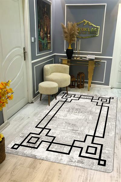 Kaymaz Taban Yıkanabilir Dijital Baskı Dekoratif Modern Desenli Dot Taban Halı Nova Serisi NV119
