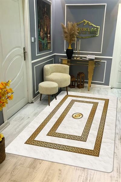 Kaymaz Taban Yıkanabilir Dijital Baskı Dekoratif Modern Desenli Dot Taban Halı Nova Serisi NV35