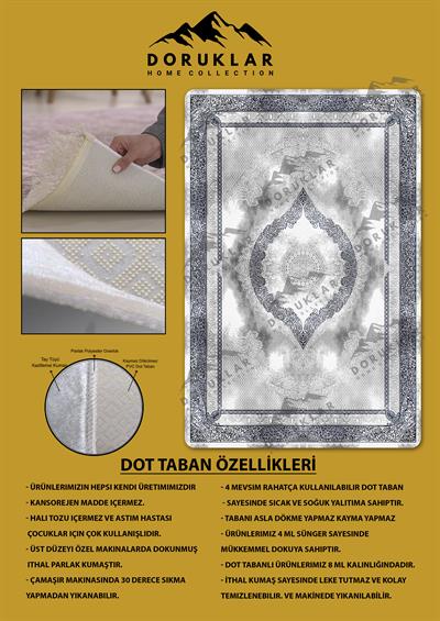 Kaymaz Taban Yıkanabilir Dijital Baskı Dekoratif Modern Desenli Dot Taban Halı Nova Serisi NV69