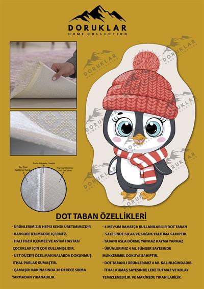 Kaymaz Taban Yıkanabilir Dijital Baskı Yılbaşı Desenli Dot Taban Halı