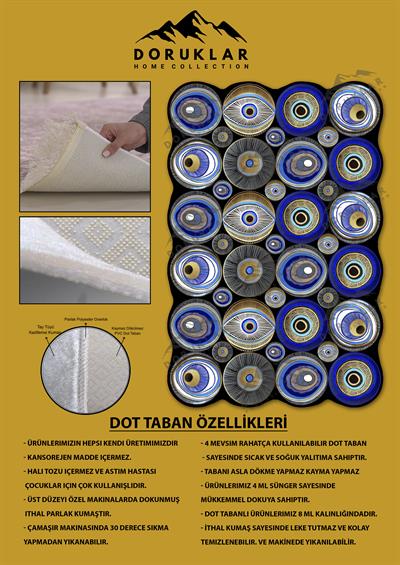 Kaymaz Taban Yıkanabilir Dijital Baskı Dekoratif Modern Desenli Elegance Serisi Lazer Kesim Dot Taban Halı ELG57