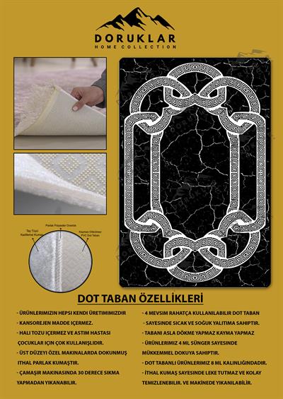 Kaymaz Taban Yıkanabilir Dijital Baskı Dekoratif Modern Desenli Dot Taban Halı Nova Serisi NV64