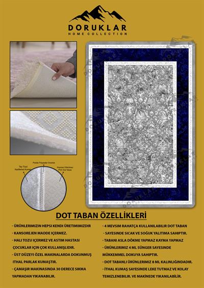 Kaymaz Taban Yıkanabilir Dijital Baskı Dekoratif Modern Desenli Dot Taban Halı Nova Serisi NV70
