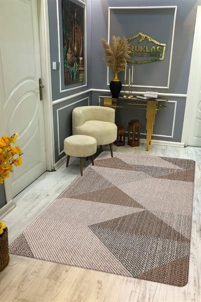 Kaymaz Taban Yıkanabilir Dijital Baskı  Geoemtrik Desenli Halı