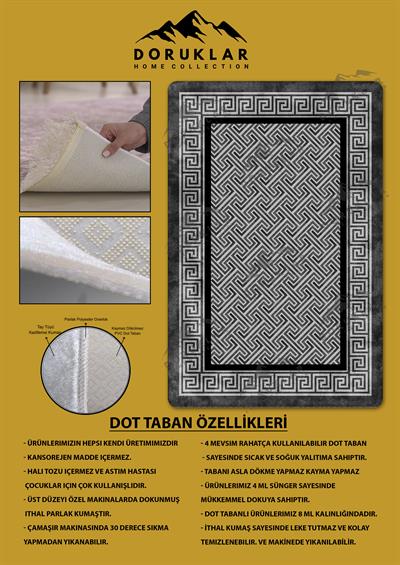 Kaymaz Taban Yıkanabilir Dijital Baskı Dekoratif Modern Desenli Dot Taban Halı Nova Serisi NV97