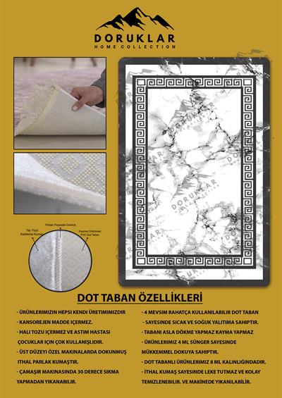 Kaymaz Taban Yıkanabilir Dijital Baskı Dekoratif Modern Desenli Dot Taban Halı Nova Serisi NV114